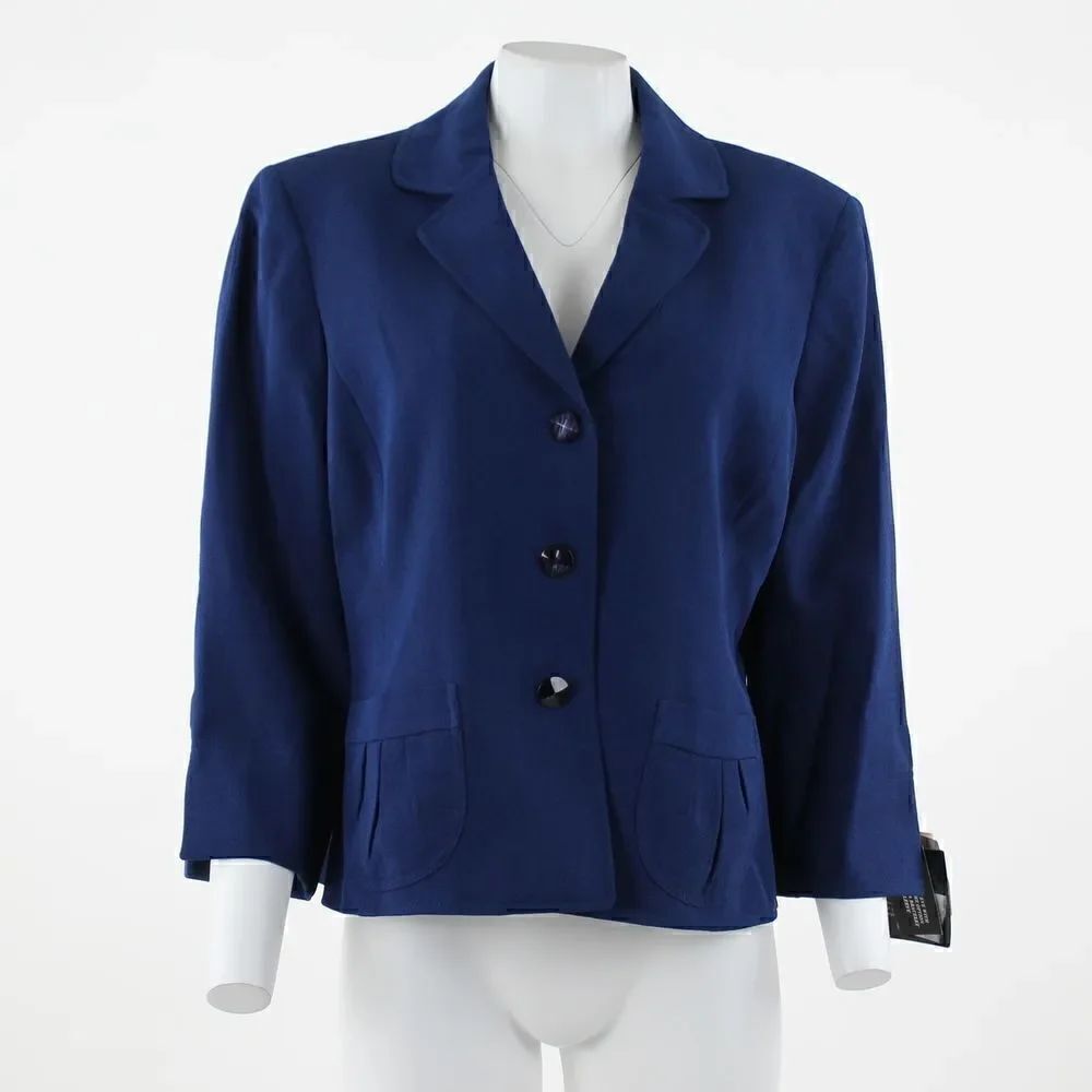 Jones Wear Three Button Navy Blazer